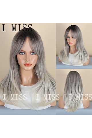 Siyah Degradeli Ve Sekiz Rakamı Şeklinde Perçemli Doğal Sentetik Peruk