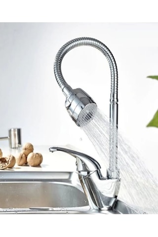 Mintev Oynar Spiral Borulu Krom Mutfak Lavabo Başlığı 2 Fonksiyonlu