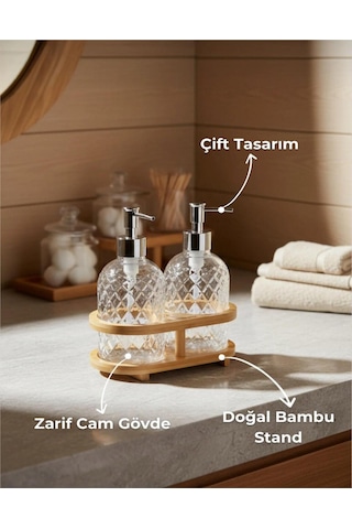 Bambu Standlı 2'li Sabunluk Seti Çok Renkli