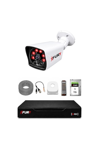Fury 1 Kameralı Güvenlik Kamera Seti 2mp 1080p Full Hd 6 Atom Led Gece Görüşlü 1 Tb Hdd 5525