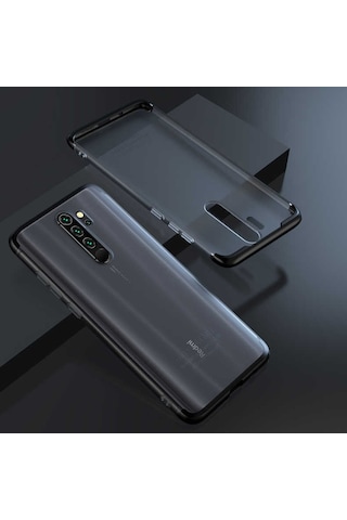 Xiaomi Redmi Note 8 Pro Kılıf Şeffaf Mat Görünümlü Full Koruma Nili Kılıf Siyah