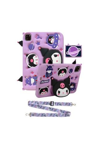 Apple Ipad 8. Ve 9. Nesil 10.2 Inç 2020 / 2021 Uyumlu Kedi Kılıf Standlı Eğlenceli Koruma Levander