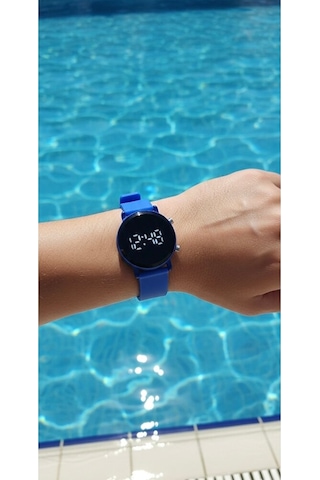 Mavi Led Dijital Kol Saati Silikon Kordonlu Unisex Modern Spor Kadın Erkek Çocuk Saat Mavi