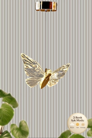 Kelebek Model Gold Kaplama 3 Renk Metal Salon Mutfak Oturma Yatak Odası Modern Led Sarkıt Avize Gold