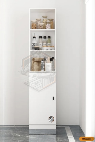 Mdf Tek Kapaklı Ve Açık Raflı Çok Amaçlı Mutfak Dolabı/kavanozluk