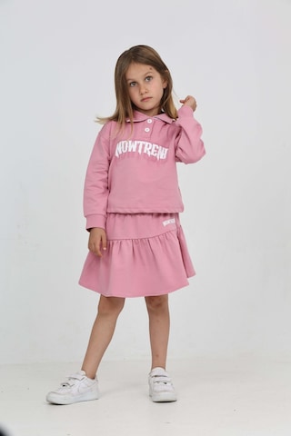 Toontoy Kız Çocuk Nowtrend Baskılı Etekli Takım Gülkurusu