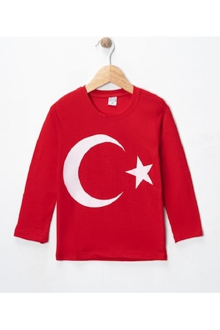 Özdemirli Bebe Unisex Bisiklet Yaka Ay Yıldız Baskılı Uzun Kol Kırmızı T-shirt KIrmızı Özdemirli Bebe Unisex Bisiklet Yaka Ay Yıldız Baskılı Uzun Kol Kırmızı T-shirt KIrmızı