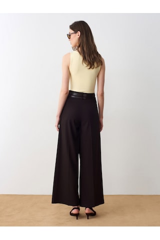 Dilvin 72670 Çift Kemerli Pileli Pantolon-kahve