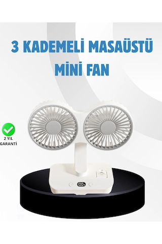 Sessiz Çalışan Usb Şarjlı Çift Kafalı Masaüstü Fan - Ev Ve Ofis İçin