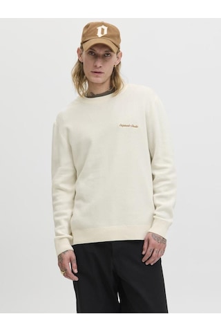 Jack & Jones Jornorrebro Light Knit Erkek Bisiklet Yaka İnce Triko Kazak Beyaz