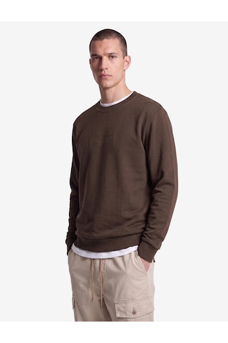 Koton Bisiklet Yaka Pamuklu Uzun Kollu Baskılı Sweatshirt Kahverengi 7wam70049mk Kahve