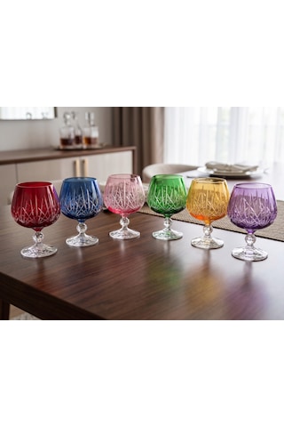 Bohemia Kristal Bardak Lüsterli Dekorlu 250 Cc 6 Adet Çok Renkli