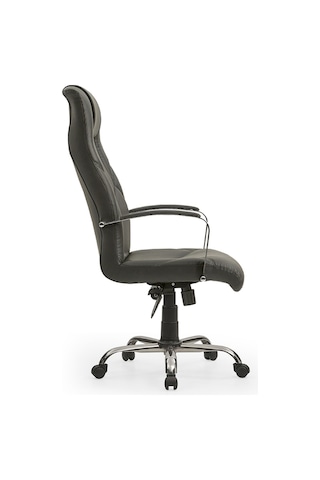 Makam Krom Bilgisayar Koltuğu - Ofis - Müdür - Büro - Çalışma Sandalyesi Siyah Renk Krom Ayaklı Siyah Krom