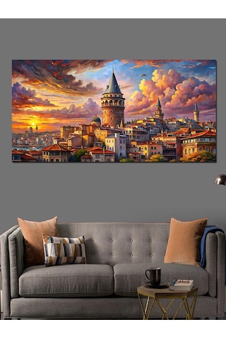 Kanvas Tablo Galata Kulesi Gün Batımı