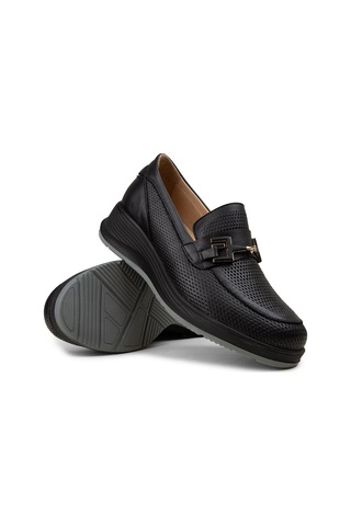 Deery Kadın Hakiki Deri Siyah Dolgu Topuk Loafer - N0277zsyhc01