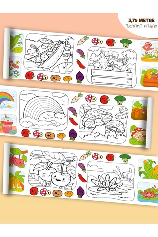 Doğa Temalı Bebek Ve Çocuk Için Örnek Resimli 3,75 Metre Rulo Boyama Kağıdıı Karışık