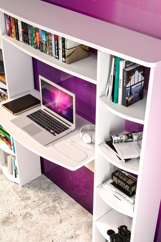 Çalışma Masası 10 Raflı Kitaplık Raf Beyaz Beyaz