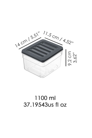 8'li Derin Mikrodalga Uyumlu Organizer Set Düzenleyici Gıda Erzak Saklama Kabı 1100 ML Antrasit