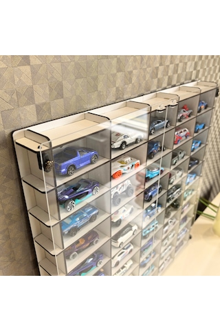 Pleksi Kapak 1/64 Hotwheels Uyumlu 50 Araç Oyuncak Araba Rafı