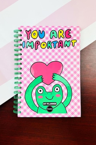 You Are Important Tasarımlı Spiralli Sticker'lı Tarihsiz Konuşan Ajanda Haftalık Planlayıcı renkli