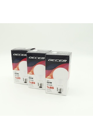 Gecem Tasarruflu Led Ampul 9 W Beyaz Işık E27 3 Adet