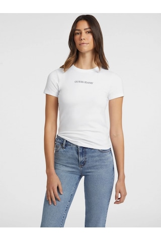 Guess Gj Ss Cn Slim Kadın Beyaz Slim Fit T-shirt W4yı01j1314-g011 Beyaz