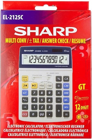 Sharp El2125c Masaüstü 12 Haneli Hesap Makinesi Beyaz