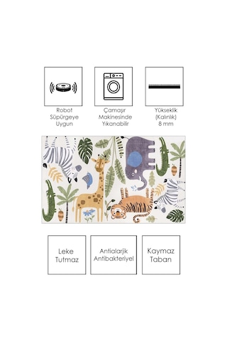 West Home Makinede Yıkanabilir Kaymaz Taban Leke Tutmaz Eğitici Halı Bebek Ve Çocuk Halısı Oyun Matı Wh 563 Green