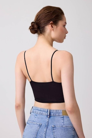 Cottonhill Siyah Pamuklu İnce Askılı Kadın Crop Top Büstiyer Siyah