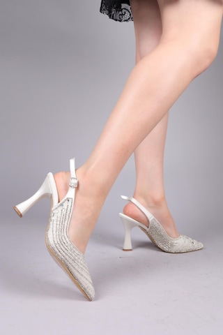 Melk Damla Taşlı Arka Açık Stiletto Sedef-8482 Sedef