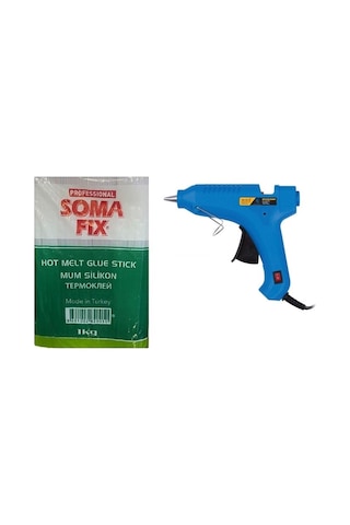 1 KG Somafix Kalın Şeffaf Mum Silikon 11.3x300 MM + 60 W Tabanca