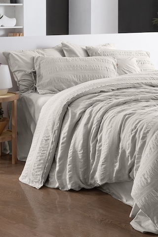 Sarev Leon Bej Çift Kişilik %100 Pamuk Mood Comfort Nevresim Takımı Bej