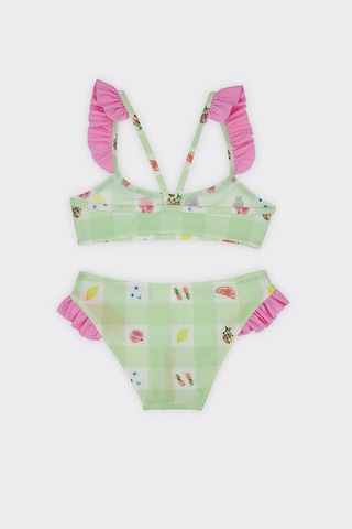 Panço Kız Çocuk Meyve Desenli Bikini Yeşil 2412GK42009