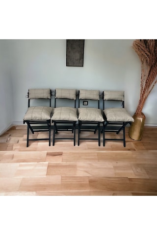 Modern Style Home Bahçe - Balkon, Iç Ve Dış Mekan Katlanır Metal Sandalye 4 Adet Krem
