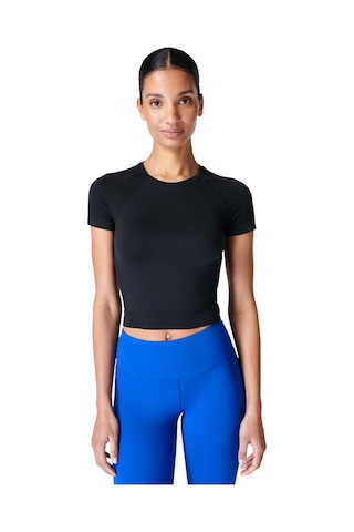 Sweaty Betty Sweaty Betty Athlete Crop Seamless Workout Kadın Siyah Koşu Tank Top Blk Siyah