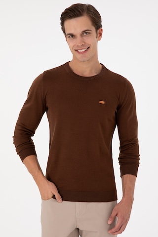 U.S. Polo Assn. Erkek Slim Fit Bisiklet Yaka Kahverengi Kazak 50297040-VR158