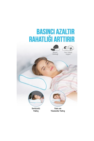 Viscofoam Küçük Boyun Destekli Ortopedik Yastık Visco Yastık 46x30x10-8cm
