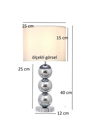 2 Adet Ala Masa Abajuru Krom Gövde Kumaş Başlık Dekoratif Aydınlatma
