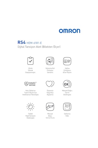 Omron RS4 Bilekten Dijital Pilli Tansiyon Aleti – Intellisense Teknolojili, Sensörlü, 60 Ölçüm Hafızalı