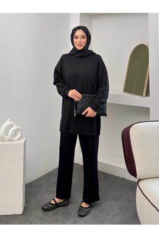 Premium Model Modal Kumaş Kadın Alt Üst Takım Siyah