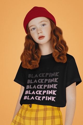 Sevbano Blackpink Kpop Baskılı Unisex Çocuk Tişört 1-12 Yaş Siyah