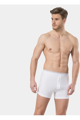 Türen Erkek Likralı Düğmeli Boxer 2'Li Paket 135/Beyaz 001