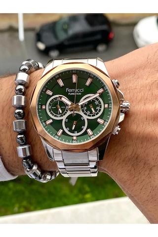 Ferrucci Fc05823 Fonksiyonlu Erkek Kol Saati Çelik Kordon Su Geçirmez 2 Yıl Garantili Orjinal + Bileklik Gümüş - Rose Gold