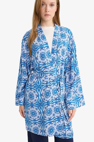 Defacto Relax Fit Bisiklet Yaka Desenli Viskon Kimono E7262ax25smbe43 Mavi