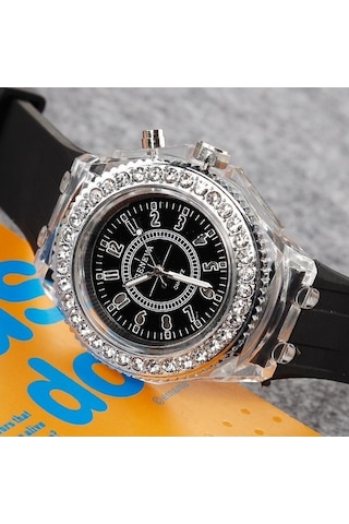 Yingfu Siyah Moda Taklidi Led Işıklı Kadın Spor Dijital Kol Saati Diğer