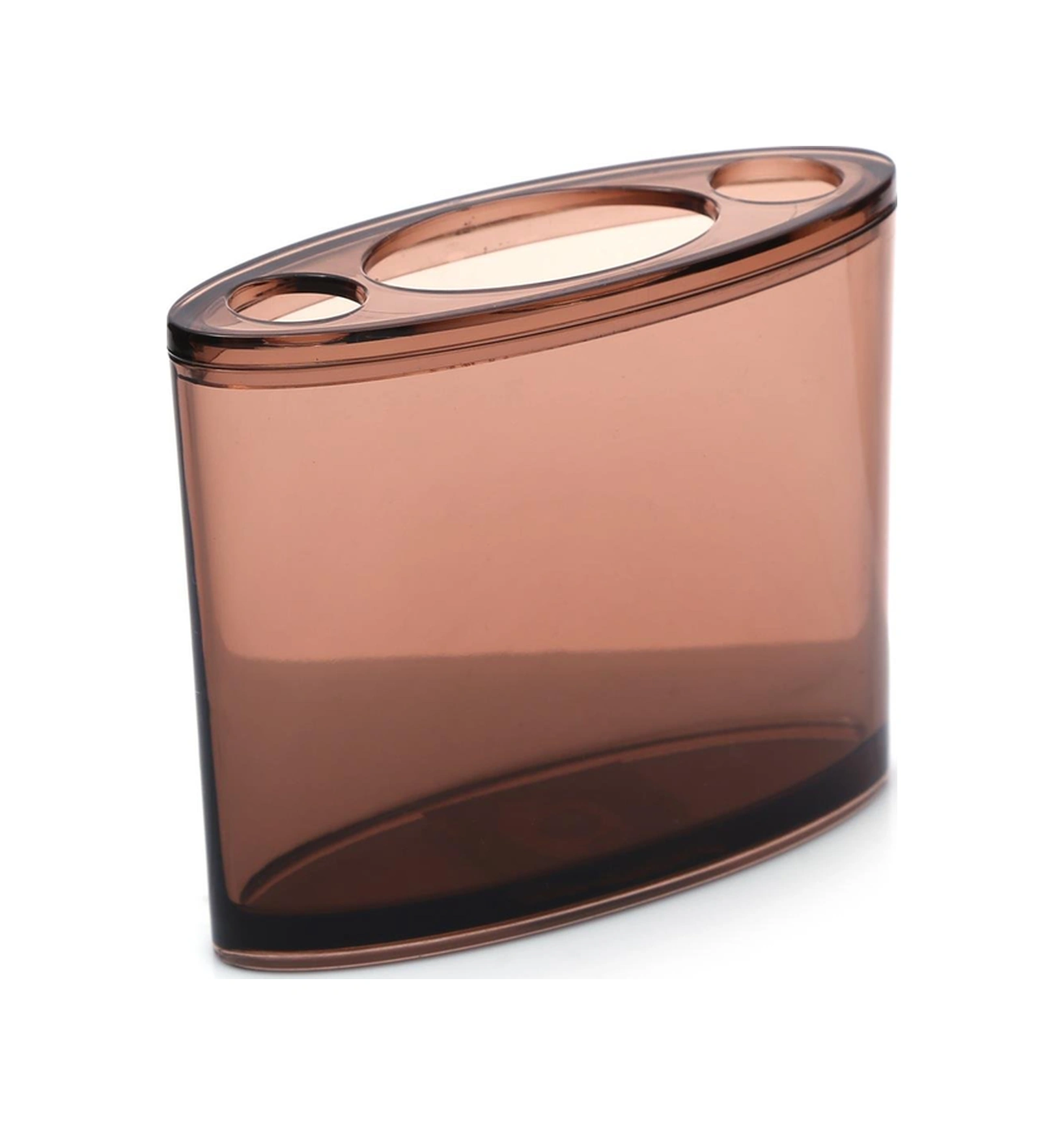 2 Adet Kalemlik Kahverengi Oval Akrilik Ofis Gereci 10x13x5cm Çok Renkli