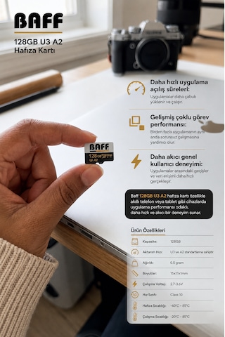 Baff 128 Gb Micro Sd Kart U3 A2 4k Ultra Hd Destekli Yüksek Hızlı Hafıza Kartı Güvenlik Kamerası & Araç Kamerası Uyumlu
