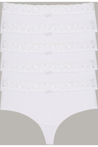 Kadın Külot Yüksek Bel Tanga Büyük Beden 5 Li Paket Beyaz 26302 R01 Beyaz