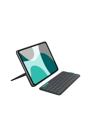 Logitech Flip Folio İpad Pro 13 İnç M4 , İpad Air 13 İnç M2 Ve M3 İle Uyumlu Türkçe Klavyeli Tablet Kılıfı, Siyah