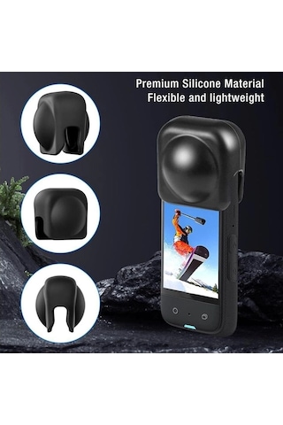 Oem Insta360 X5 X4 İçin Toz Geçirmez Çizilmez Silikon Lens Koruyucu Siyah